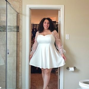 Shein Curve polka dot sleeve flounce dress